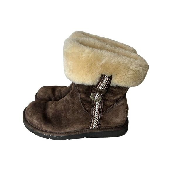 UGG METRO TAS FUR CUFF BOOTS ESPRESSO WOMENS 7 Amazing Condition! - Picture 3 of 11